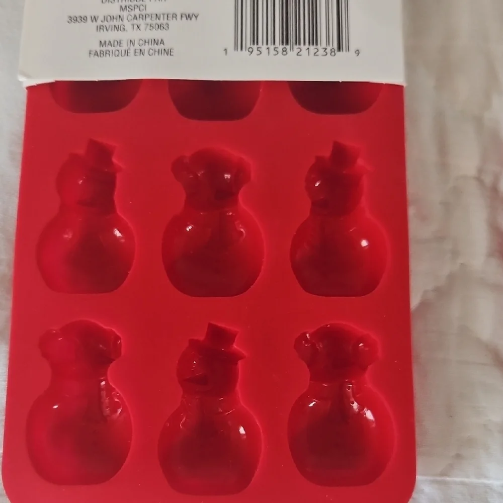 Celebrate It Festive Red Snowman Silicone Mold Set Of 2
